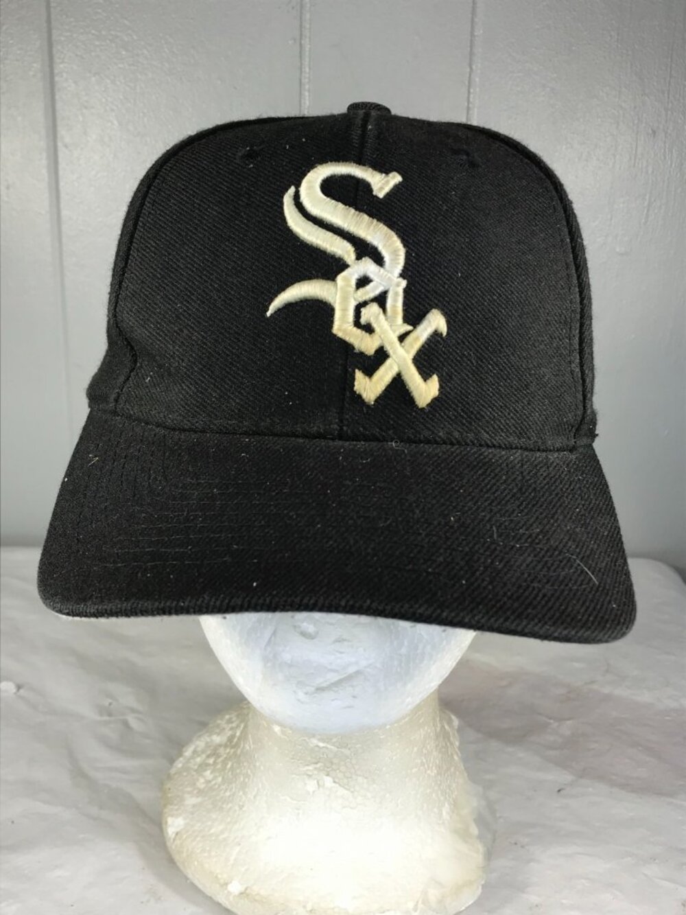 Vintage 90s Chicago White Sox Plain Logo Snapback Hat Logo athletic partial wool